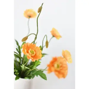 15" Faux Orange Poppy Bush