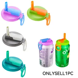 Reusable Soda Can Lids with Silicone Straws, Leakproof Design, Easy Fit for Standard Cans, Perfect for Beer, Juice, Sodas, Home Use, Travel, Outdoor Parties