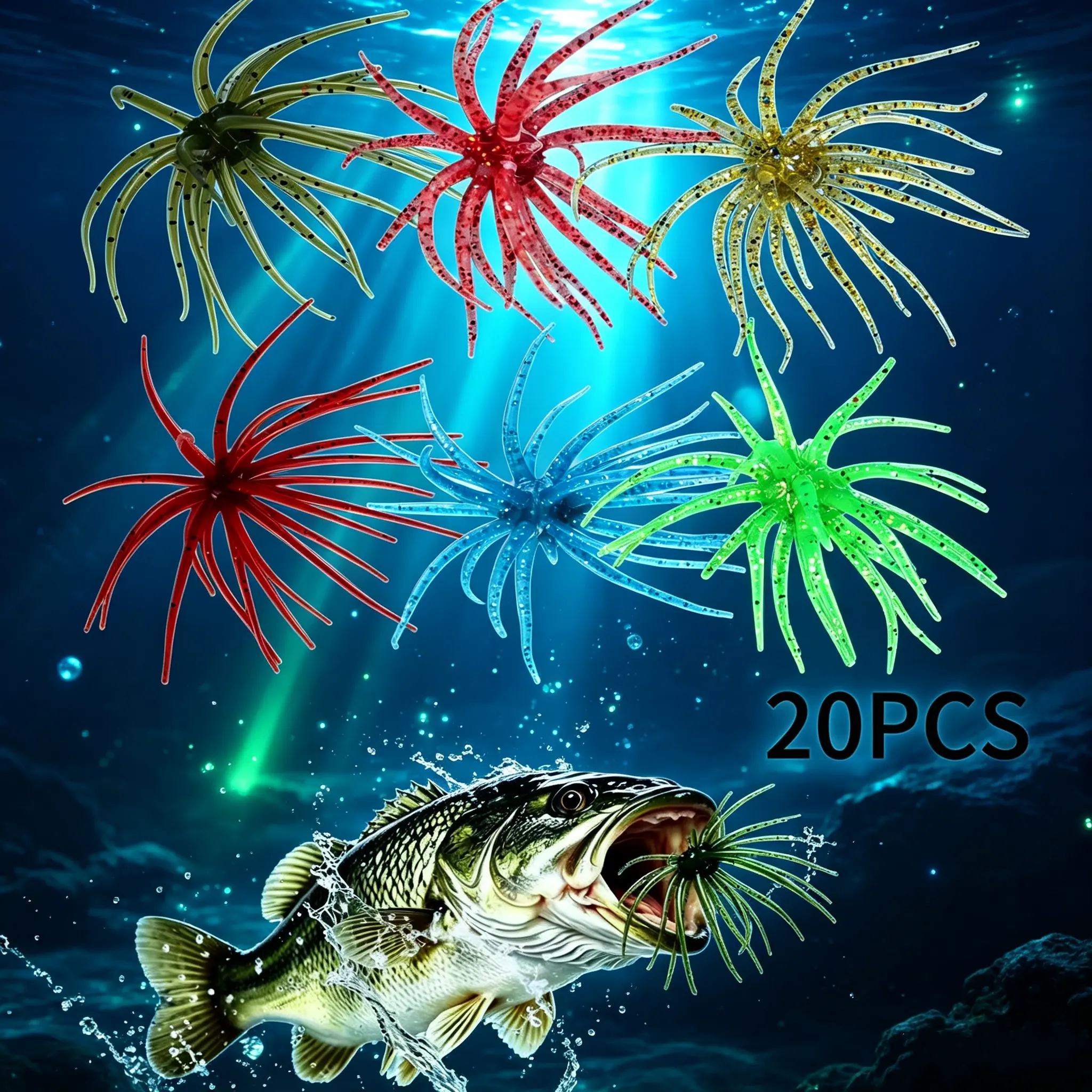20PCS Floating Freshwater Fishing Lures - Realistic Sea Urchin Bait, Durable Soft Bass Lures with Lifelike Details