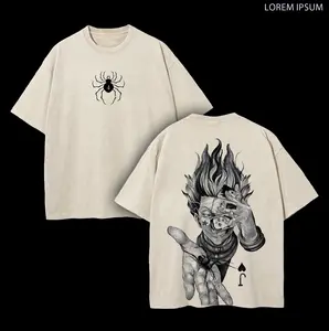 Hisoka - Hunter x Hunter Anime Double Printed Vintage Washed Tee Unisex Oversize Anime Manga Washed Heavyweight Cotton T-shirt
