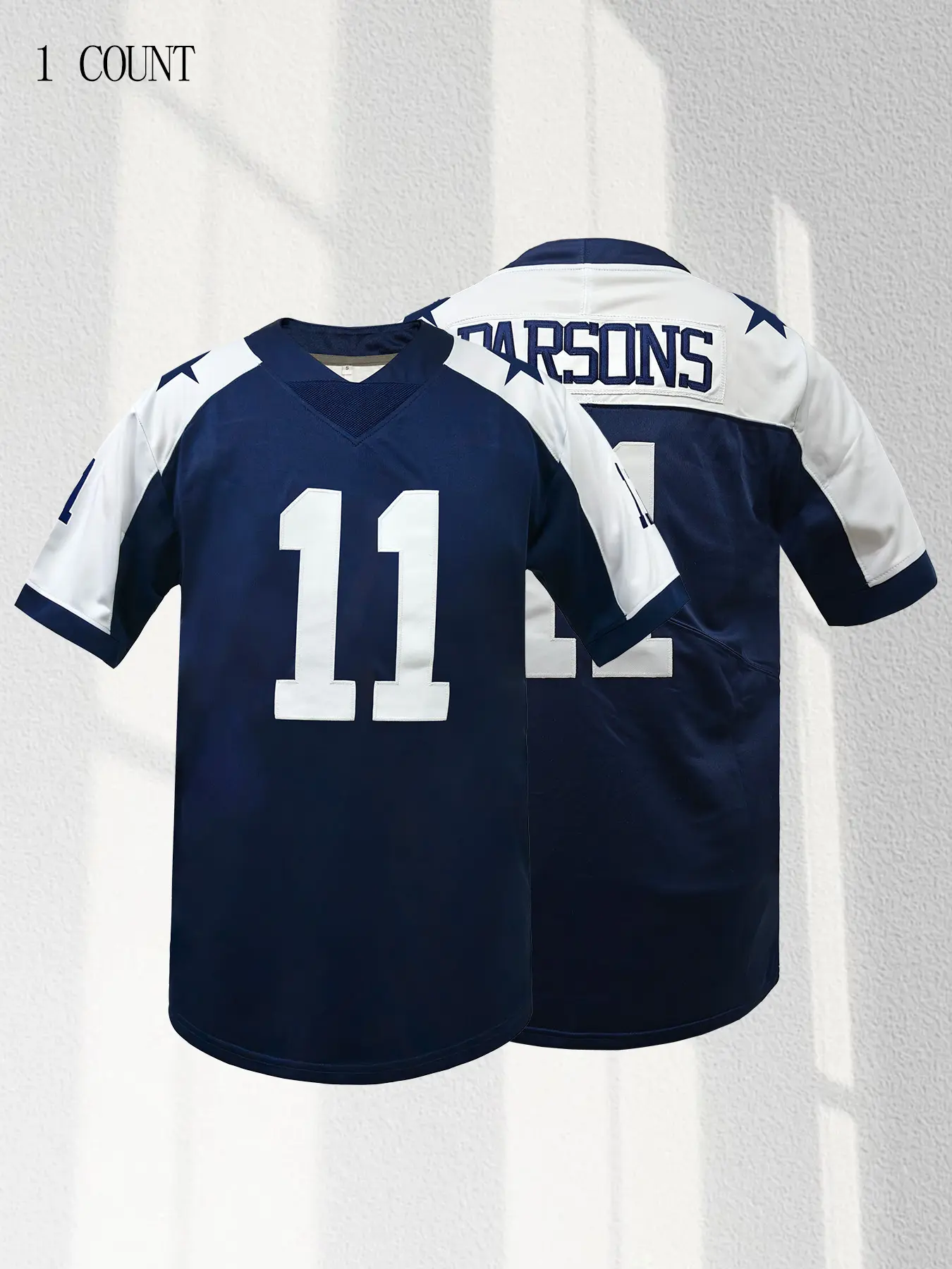 Men's Embroidered American Football Jersey Dallas Blue V-Neck Breathable Short Sleeved T-Shirt Perfect for Party Game,Training, Competition,Sports Top, Jersey Tee, Breathable Athletic Top, Sports Apparel