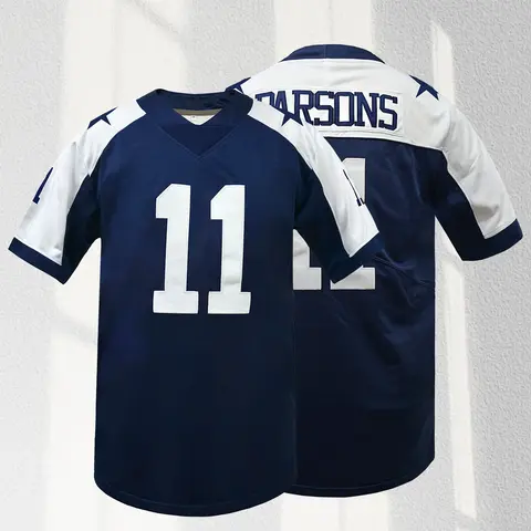 Men's Embroidered American Football Jersey Dallas Blue V-Neck Breathable Short Sleeved T-Shirt Perfect for Party Game,Training, Competition,Sports Top, Jersey Tee, Breathable Athletic Top, Sports Apparel, Jersey Shirts