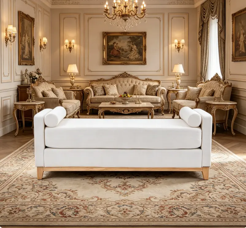 66.34 Inch Beige Sherpa Fleece Bench, Multi-functional Ottoman Daybed with Solid Wood Legs & 2 Bolster Pillows, Chic Home Furnishing for Bed End Bedroom Living Room Entryway