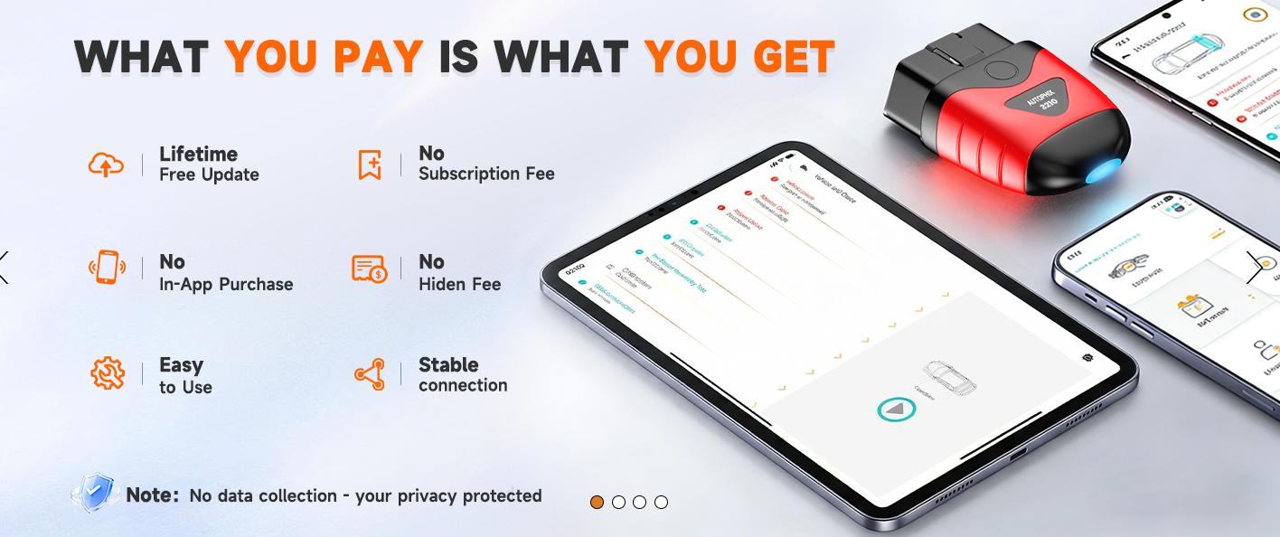 AUTOPHIX 3210 Bluetooth OBD2 Scanner, Wireless Car Diagnostic Code Reader for Check Engine Light & Battery, No Subscription, Compatible with 1996+ OBDII Vehicles, iPhone & Android