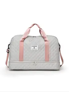 Quilted Pattern Travel Bag, Large Capacity Dry & Wet Separation Sports Duffel Bag, Short-distance Travel Bag, Yoga Gym Bag, Travel Duffle Bag for Women & Men