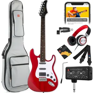 Best Choice Products Beginner Electric Guitar Kit w/ Headphone Amp, Padded Gig-Bag, Headphones