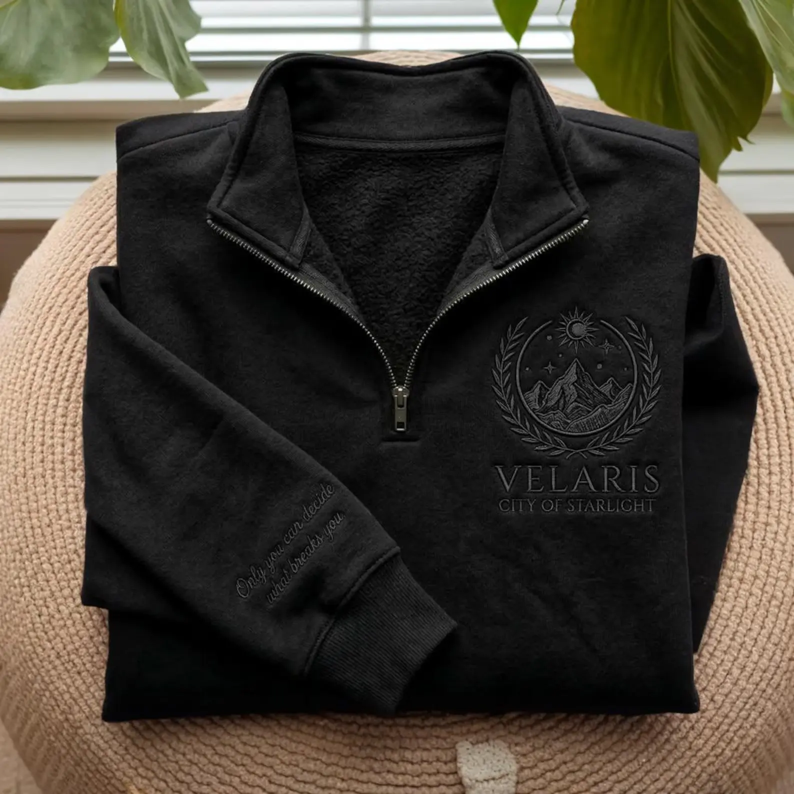 Velaris City Embroidered Quarter Zip Sweatshirt, Velaris City Of Starlight Shirt, The Night Court Crewneck, ACOTAR Shirt, Book Lovers Shirt