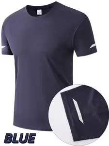 Men's Checkerboard Print Round Neck Sports Tee, Breathable Quick Drying Short Sleeve T-Shirt, Casual Sporty Top for Running Gym Workout