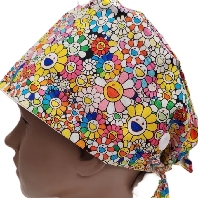 Medical Professional Scrub Caps - Breathable Cotton Adjustable Surgical Head Covers, Personal Shower Accessories with Dual-Sided Sponge & Exfoliating Loofah