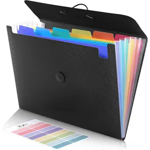 Accordion File Organizer, Expanding File Folder with 7 Pockets, Portable Receipt Paper Bill Document Organizer, Letter/A4 Size Filing Folder School Office Supplies, Black