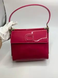 Pre-owned roger vivier Classic Buckle Patent Leather Top Handle / Crossbody Bag in Rose Pink, Normal Signs of Wear. Size: 20.5 × 18 cm. Comes with Long Shoulder Strap.