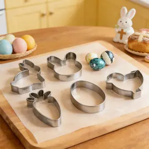 5pcs Premium Easter Baking Molds - Bunny, Egg & Carrot Cookie Cutters for Easter Party Treats & Decorations5