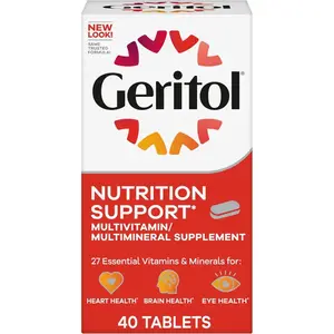Geritol Multivitamin Tablets for Men & Women | Daily Energy Support Formula with Iron, Antioxidants & Vitamins B, C, D & E | 27 Essential Vitamins & Minerals | Gluten-Free, Non-GMO, No Artificial Sweeteners | 40 Tablets