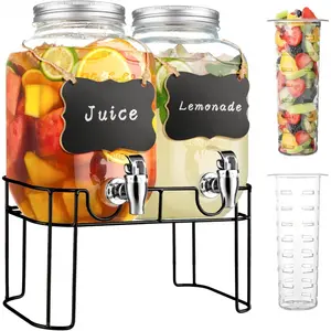 1 Glass Drink Dispensers For Parties,Lemonade Beverage Dispenser With Stand And Spigot For BBQ, Picnic, Party,Laundry Detergent Dispenser