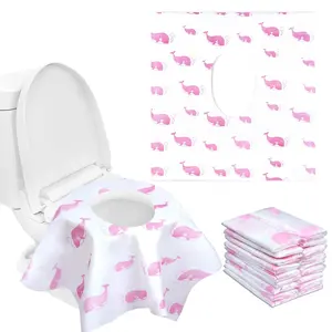 21 Pack Toilet Seat Covers Disposable, Extra Large Disposable Toilet Seat Covers for Adults, Individually Wrapped Potty Training Liners with Non-Slip Adhesives for Kids in Home, Restrooms&Travel -Pink CHFONG