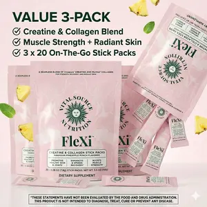 Flexi Creatine & Collagen Powder Packets | Muscle Strength + Radiant Skin | Pineapple Punch | 20 On-The-Go Sticks