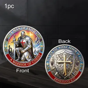 Templar Knight Prayer Coin Collection, Christian Challenge Coin, Warrior Faith Lucky Coin, Protection and Guidance Gift for Family Friends