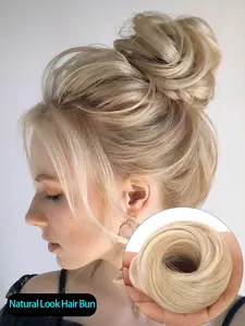 Women's Basic Bun Synthetic Hairpiece, Invisible Hairpiece, Synthetic Straight Hair Bun, Natural Look Hair Extension, Easy to Wear, Fluffy Hairpiece, Perfect for Parties & Everyday Use