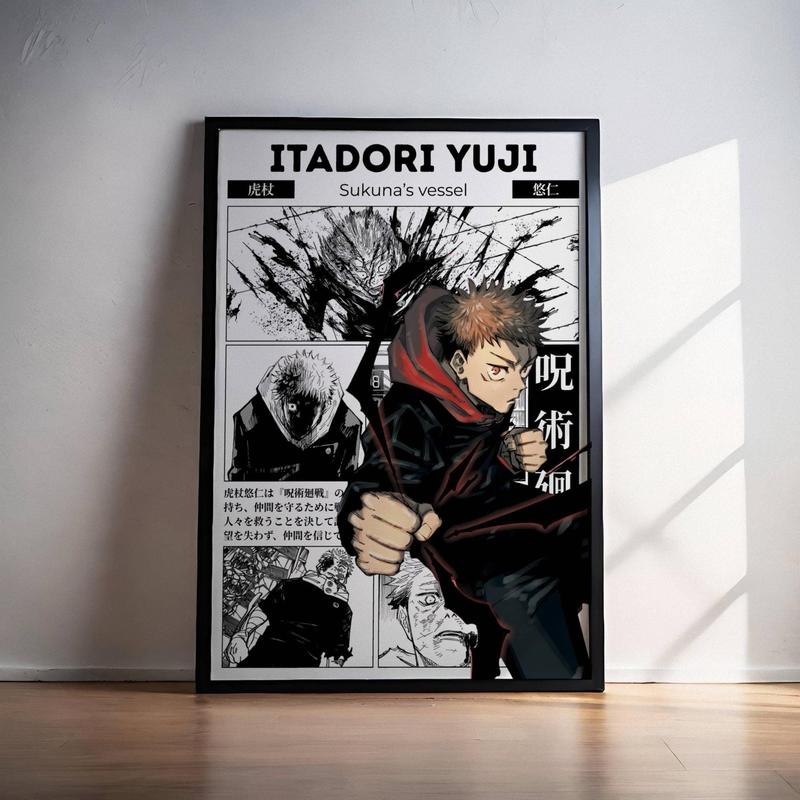 Jujutsu Kaisen Itadori Yuji Anime Poster, JJK Manga Wall Artwork Prints, Home Decor Gift