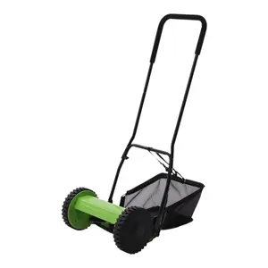 Manual Push Reel Lawn Mower 12 Inch 5 Blade 65 Manganese Steel Cutting Width 11 8 Inch Adjustable Height 0 47 to 1 77 Inch 6 Gallon Grass Catcher for Garden Yard Walkway