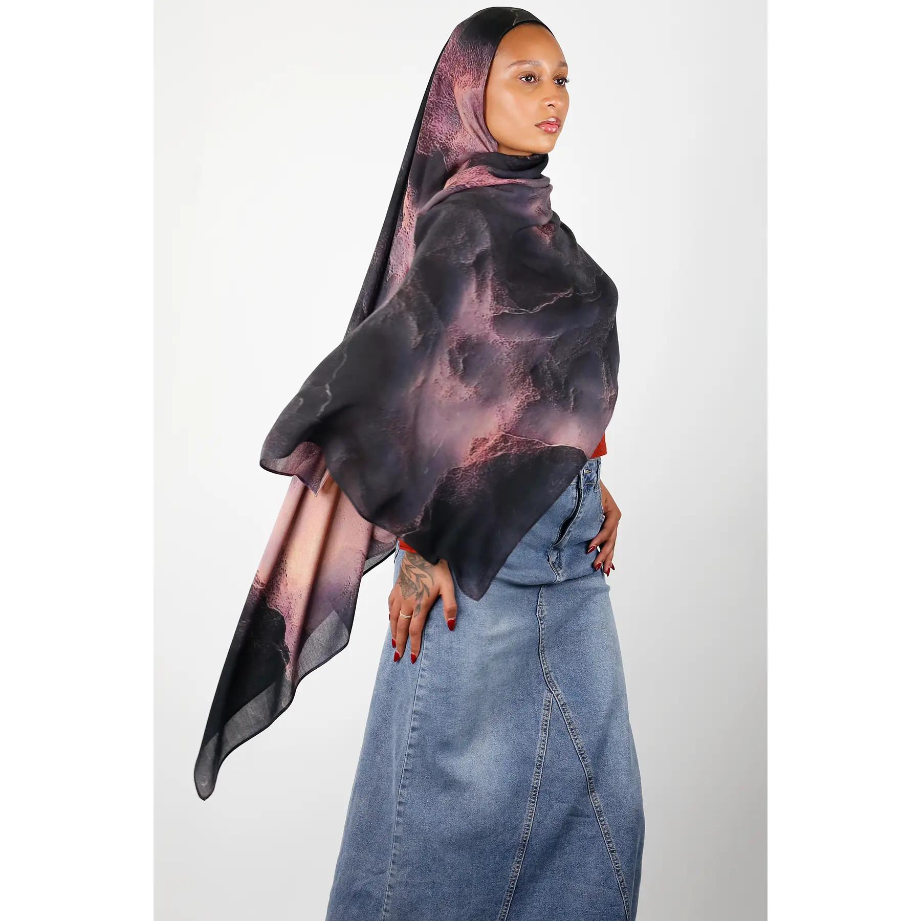 Dusk Marble Print Modal Hijab
