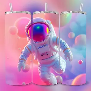 Astronaut 20 oz Tumbler - BPA Free, stainless steel, Leak proof, durable, with clear lid