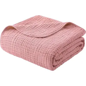 Muslin Blanket  Cotton Large  Size 60" x 80" for Bed Couch Summer Gauze Blanket for Adults Lightweight and Breathable Bean Paste