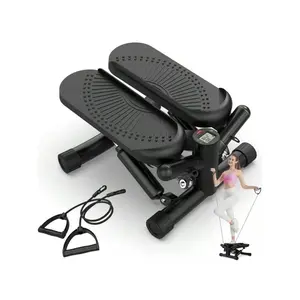 Steppers For Exercise - Mini Stair Stepper Machine With Resistance Bands 330lbs Twist Stepper Portable Exercise Equipment For Full Body Workout-Black
