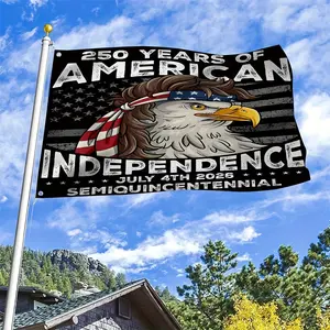 1pc USA 250Th Anniversary American Flag - Patriotic Eagle Design with Stars & Stripes,, Durable Polyester, 2 Grommets for Outdoor Display, Perfect for 4Th Of July Celebrations, Outdoor Decor |   Patriotic Design |   Durable Fabric, American Flag Access