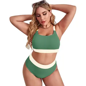 Plus Size Swimsuits for Women High Waisted Bikini Set Cheeky Two Piece Bathing Suit Large Bust