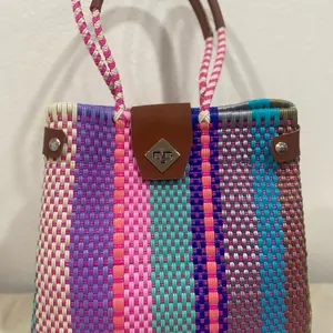 Large Tote Bag Multi Color with leather handles