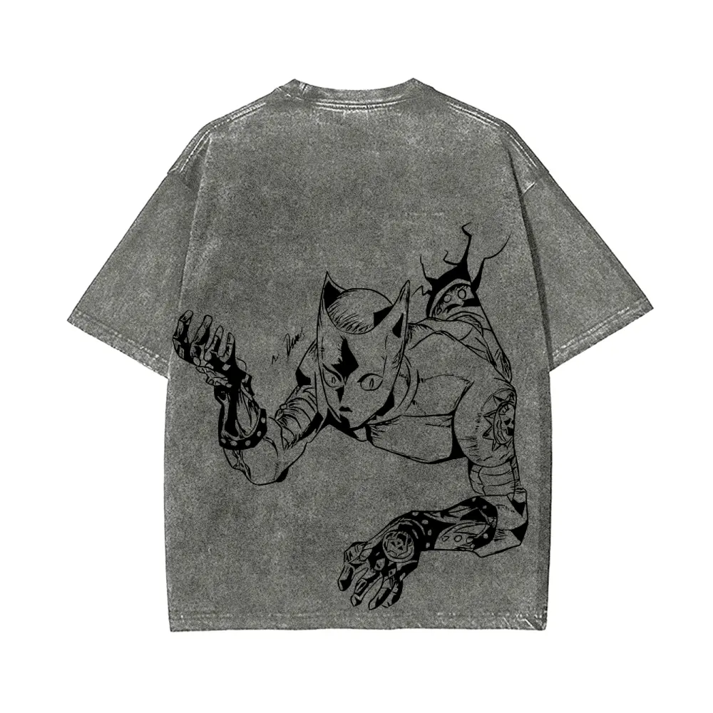 JoJo's Bizarre Adventure Killer Queen themed washed T-shirt, Made