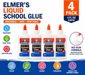 (4 pack) Elmer's Liquid School Glue, Washable, 4oz., 1 Count Slime Making Kit Slime Gift Bag