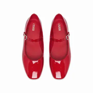 Cider FAUX PATENT LEATHER MARY JANE FLATS