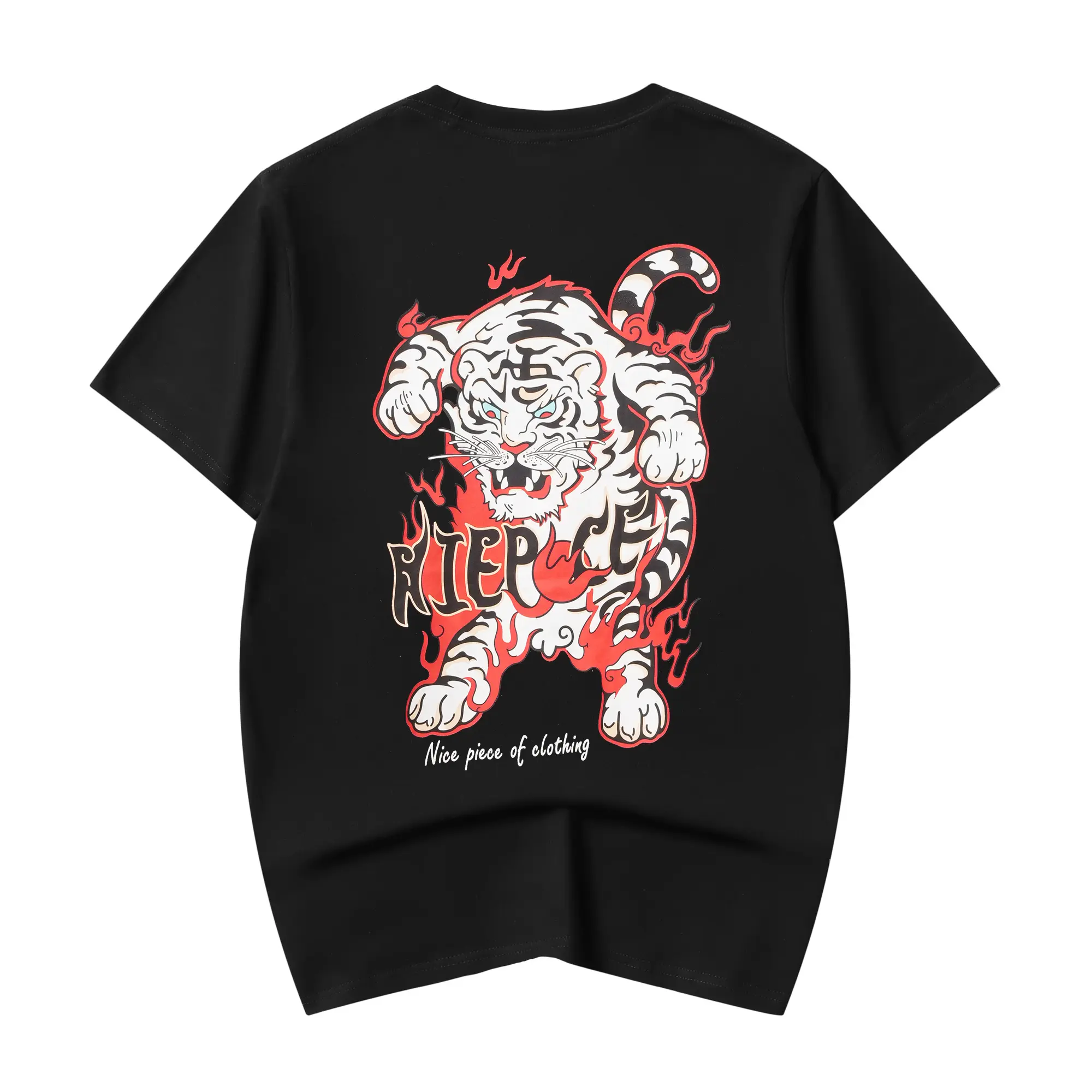 Yet027 Niepce Japanese Streetwear Inferno White Tiger Graphic Tee for Men
