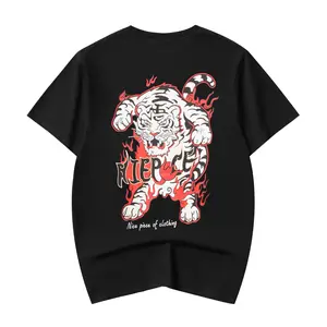 Yet027 Niepce Japanese Streetwear Inferno White Tiger Graphic Tee for Men