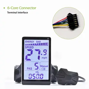 Waterproof Electric Bicycle Controller Display, Uart 2 Protocol Compatible M5 Sm6pin, Wired Connection for E-Bike Accessories