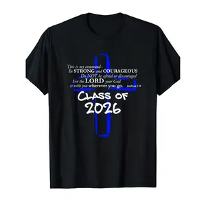 Men's Class of 2026 Graduation Scripture T-Shirt - Retro Verse Tee with Cursive Lettering & Scripture Print, Comfortable Casual Fit Short Sleeve Shirt for Graduation Gifts, Casual Attire