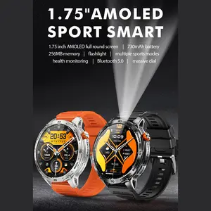 Smartwatches, Bluetooth calls, smartwatches, music, weather, flashlights, health monitoring, heart rate trendy multifunctional watch Rugged Military Smartwatch with LED Flashlight hd fitness smart wat 10 in 1 gadgets 2-inch 3 pro phine case esspecial band