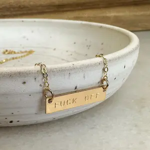 F Off Necklace, Waterproof gold necklace, gold fill necklace, clean girl jewelry