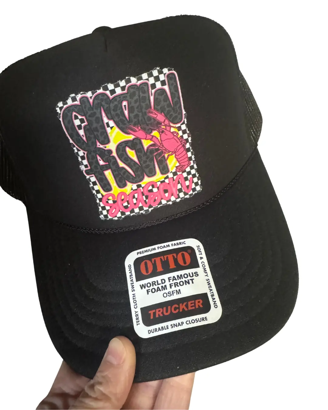 Leopard Luxe Crawfish Season Otto Black Foam Front Trucker Hat