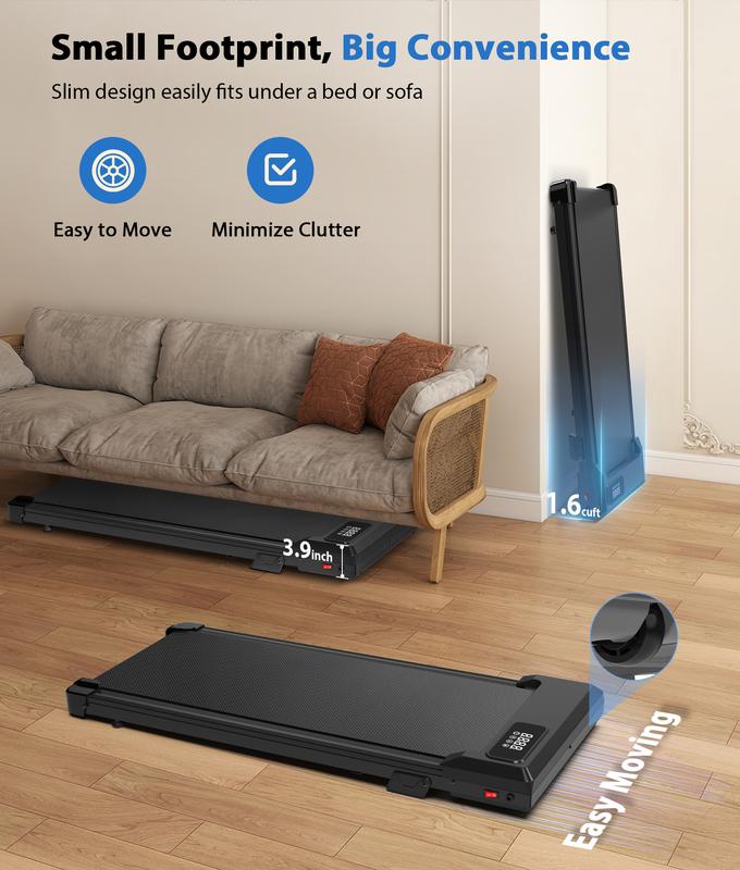 Walking Pad Treadmill with Incline - 8% Incline Walking Pad with Handle Bar - Foldable Under Desk Treadmill for Home with 300 Lbs Capacity - Jogging Machine with Quiet Brushless, App & Remote