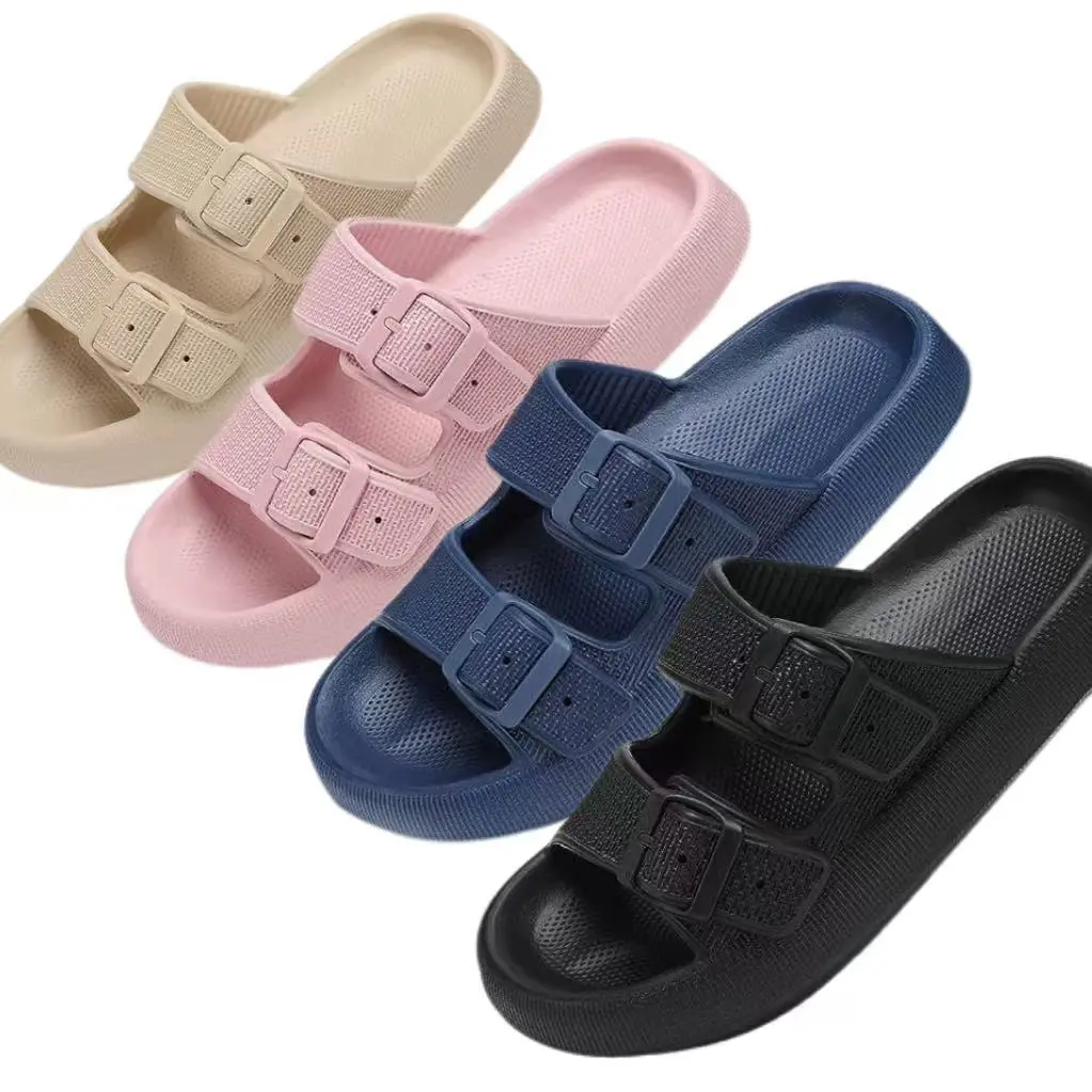 Unisex Adjustable Casual Sandals, Lightweight One-Piece Strap Flat Slides, Soft Sole Indoor Outdoor Water Shoes