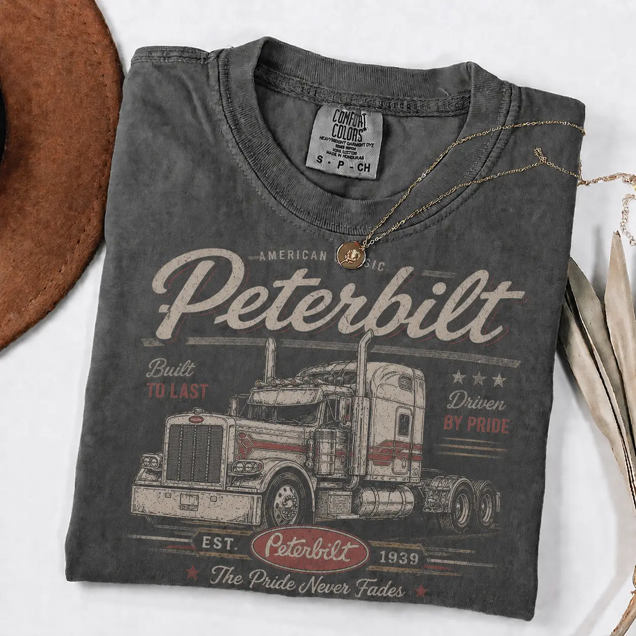 Peterbilt Comfort Colors T Shirt, Vintage Peterbilt Semi Truck Graphic Tee, Classic Big Rig Trucker Shirt, Diesel Truck Driver Gift, Retro American Truck Tee for Men and Women