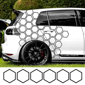 New 2026 8PCS Honeycomb Car Stickers DIY Sport Auto Side Door Personalized Decoration Automobile Body Vinyl Decals Open Style Styling car decoration accessoriess