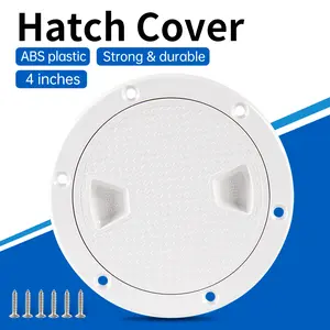 Marine White/Black Round Non-Slip Inspection Hatch - Sizes 4", 6", 8" with Removable Cover - ABS Plastic Screw Cover Hatch for Kayaks, Yachts, and Marine Accessories