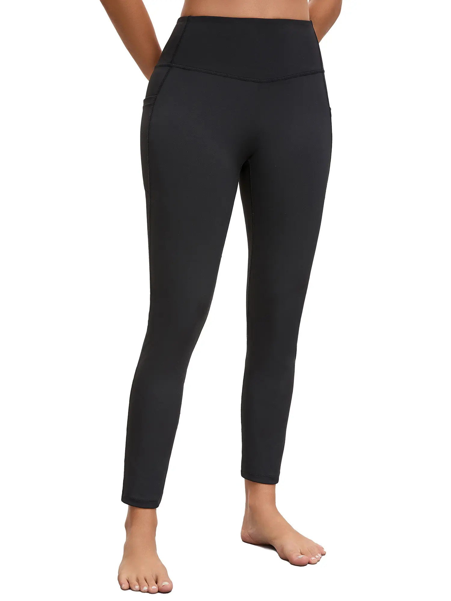 Athleisure Fitness Leggings for Women with Pockets, High-Waist Tummy Control, Elastic Waist Nylon for Yoga & Workouts, Elastic Waist Leggings