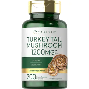 Carlyle Turkey Tail Mushroom Capsules | 1200mg | 200 Count | Non-GMO & Gluten Free Extract