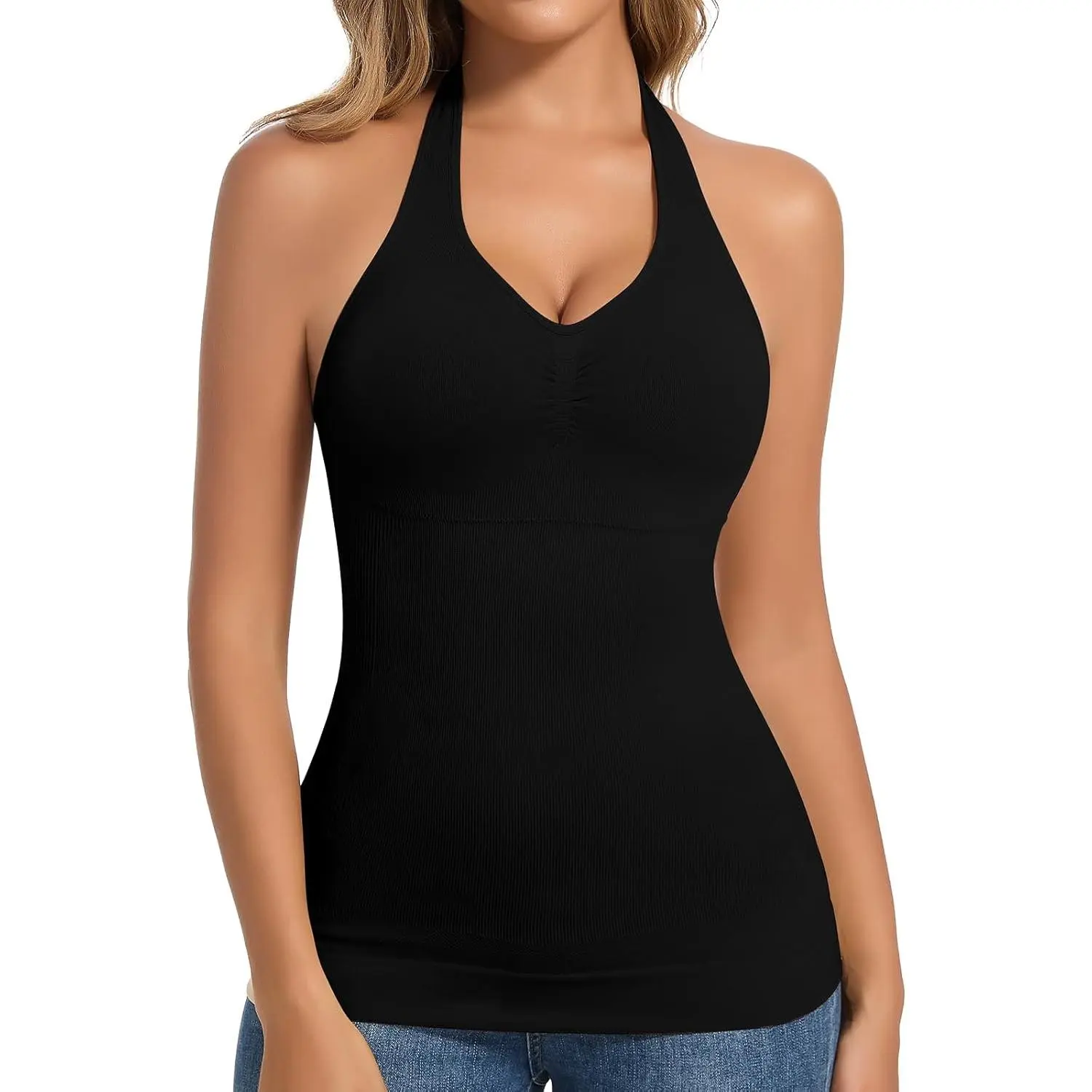 JOYSHAPER Shapewear Camisole with Built in Bra Compression Halter Tops for Women Tummy Control Shapewear Tank Top Padded Bras
