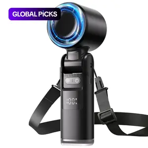 Turbo Handheld Fan 180° Foldable 100 Speeds 3 IN 1 Design 4000mAh USB-C Rechargeable LED Flashlight High Velocity Cooling Portable Personal Fan for Makeup Office Travel Outdoor Beach Concerts Camping Vacation Rechargeable Bladeless Fan #GLOBAL PICKS